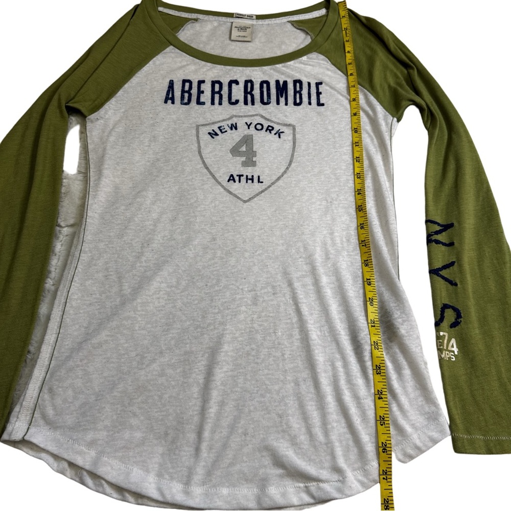 Abercrombie & Fitch Medium Green White Raglan Long Sleeve Shirt Tee Vintage NWOT - Picture 7 of 11